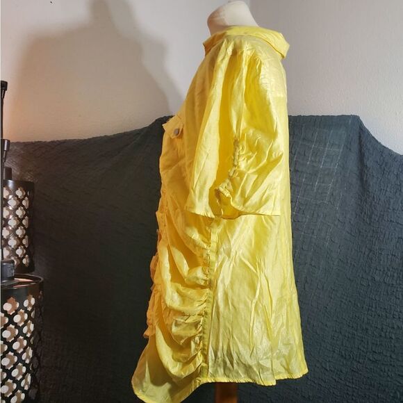Ashley Stewart Yellow Button Down Rouched Top Size 18W - Picture 3 of 12